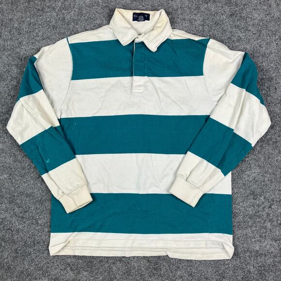 GANT Rugger Shirt Mens Size XL Teal White Striped Long Sleeve Rugby USA Classic - Picture 1 of 9